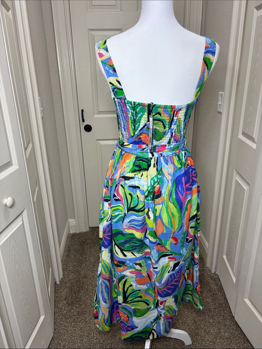 Nic+Zoe Sophie Island Beat Cotton Midi Sundress Floral Tropical Blue Xs Nwt — image 6 of 8